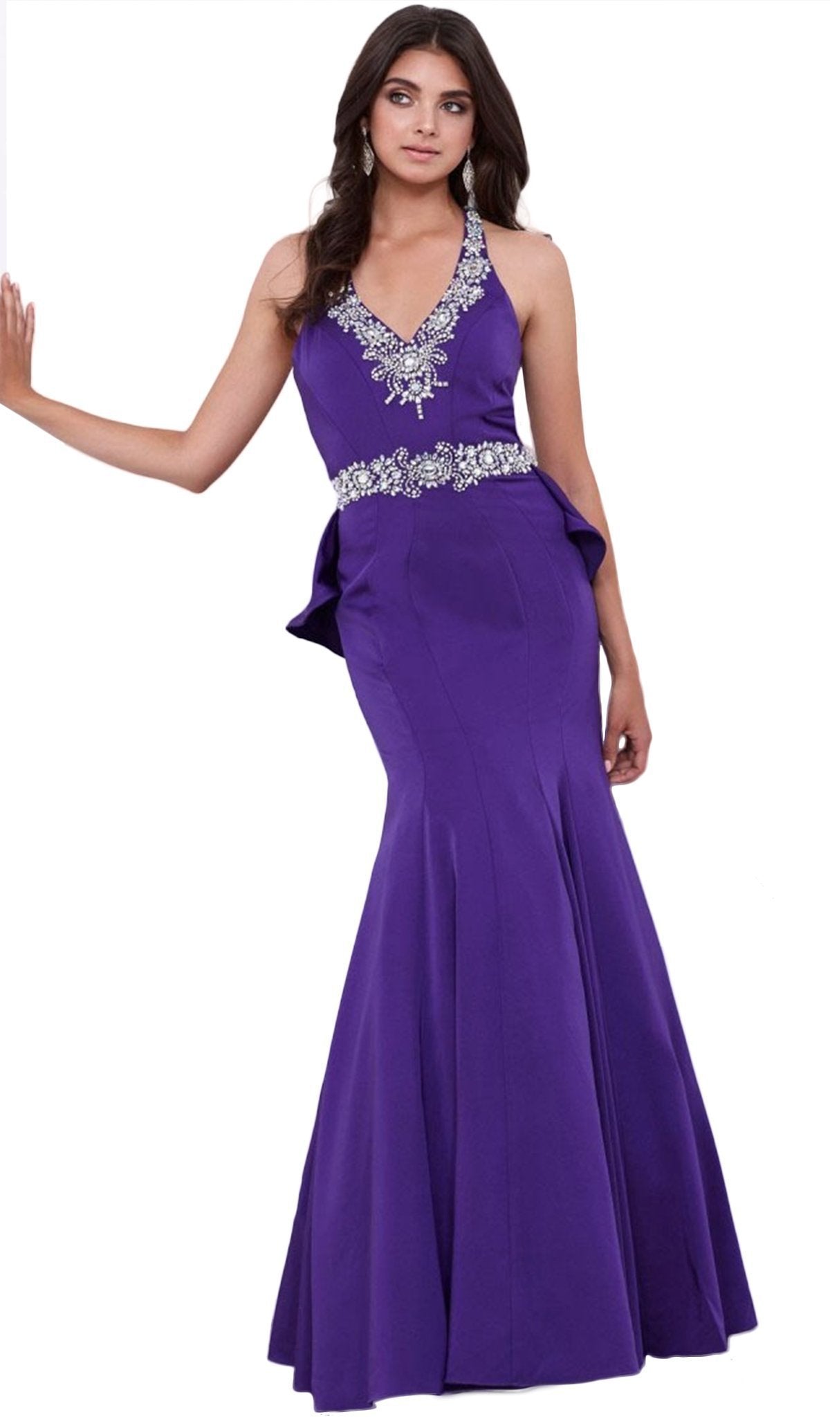 Nox Anabel - 8315 Embellished V-neck Satin Mermaid Dress