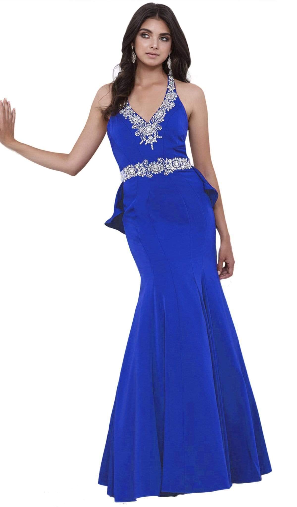 Nox Anabel - 8315 Embellished V-neck Satin Mermaid Dress
