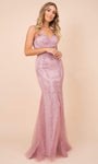 Sophisticated V-neck Sweetheart Empire Waistline Sleeveless Floor Length Beaded Back Zipper V Back Sheer Applique Mermaid Dress