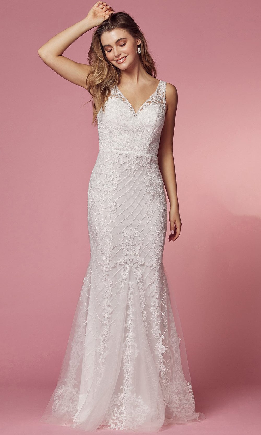 Nox Anabel Bridal A398W - Embroidered Bridal Dress
