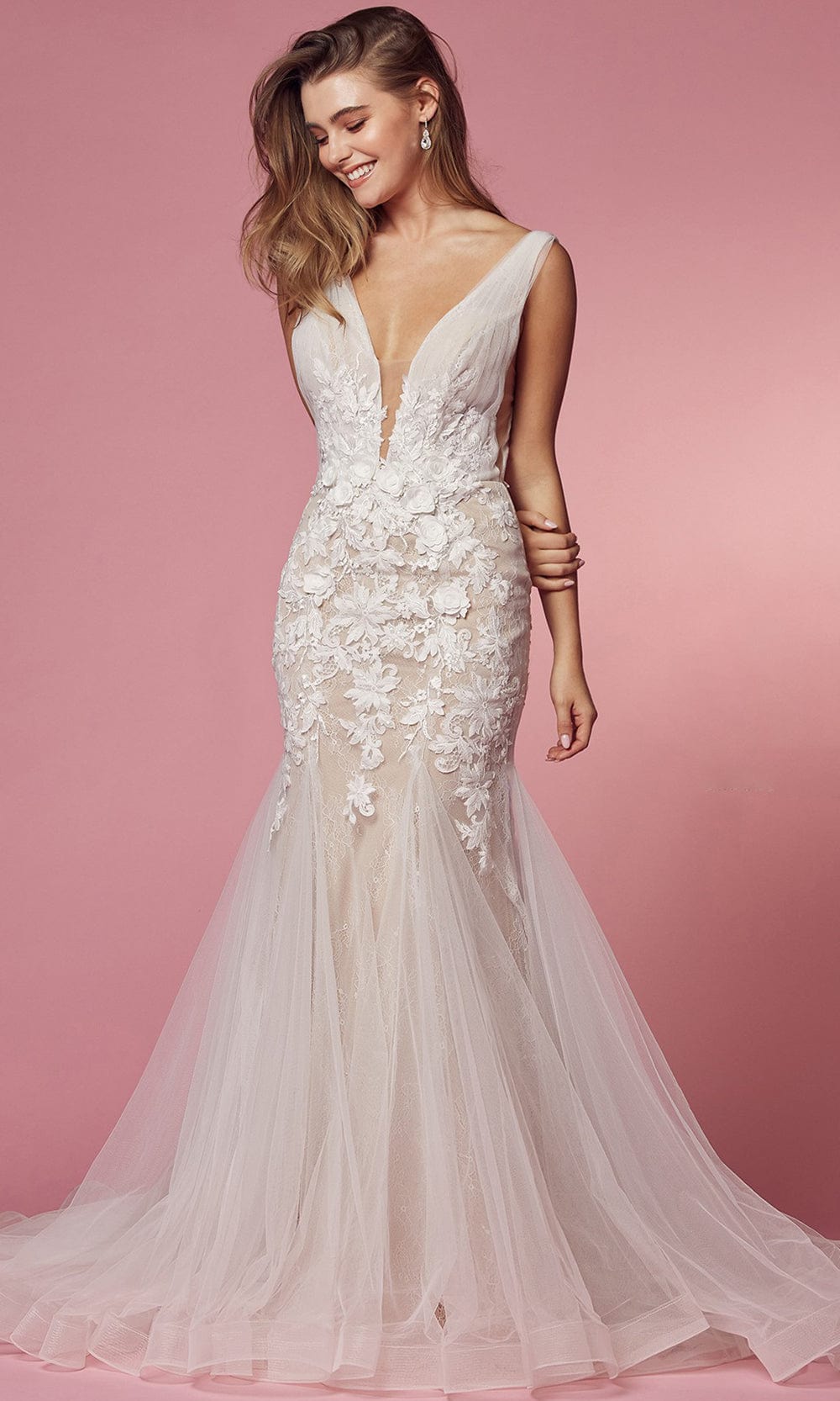 Nox Anabel Bridal JE917 - Plunging V-Neck Bridal Gown