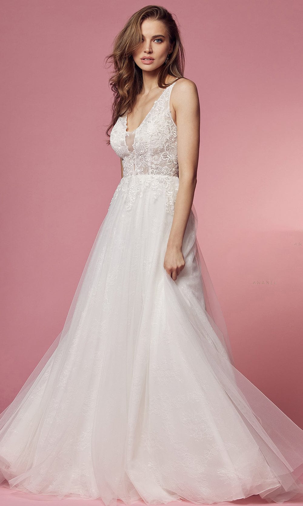 Nox Anabel Bridal JE920 - V-Neck Lace Bridal Gown
