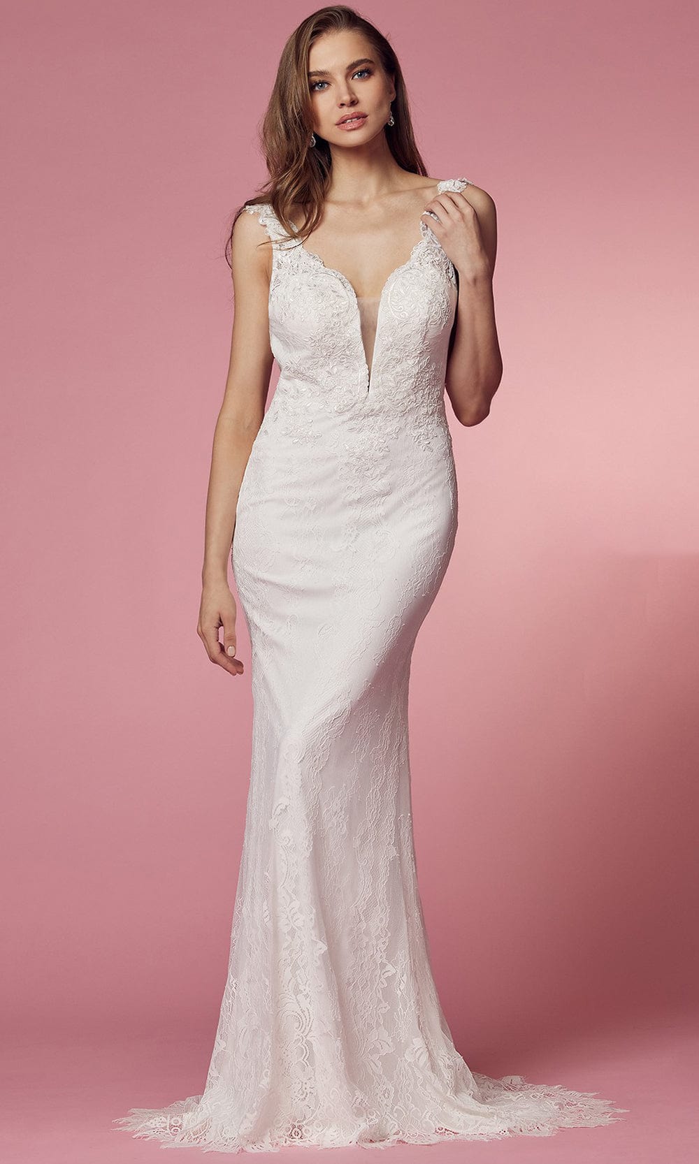 Nox Anabel Bridal JS923 - V-Neck Lace Bridal Gown
