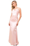 Sheath Cowl Neck Ruched Back Zipper Open-Back Natural Waistline Sleeveless Floor Length Sheath Dress