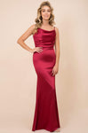 Natural Waistline Sleeveless Cowl Neck Floor Length Sheath Ruched Open-Back Back Zipper Sheath Dress