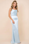 Open-Back Ruched Back Zipper Cowl Neck Sheath Floor Length Natural Waistline Sleeveless Sheath Dress