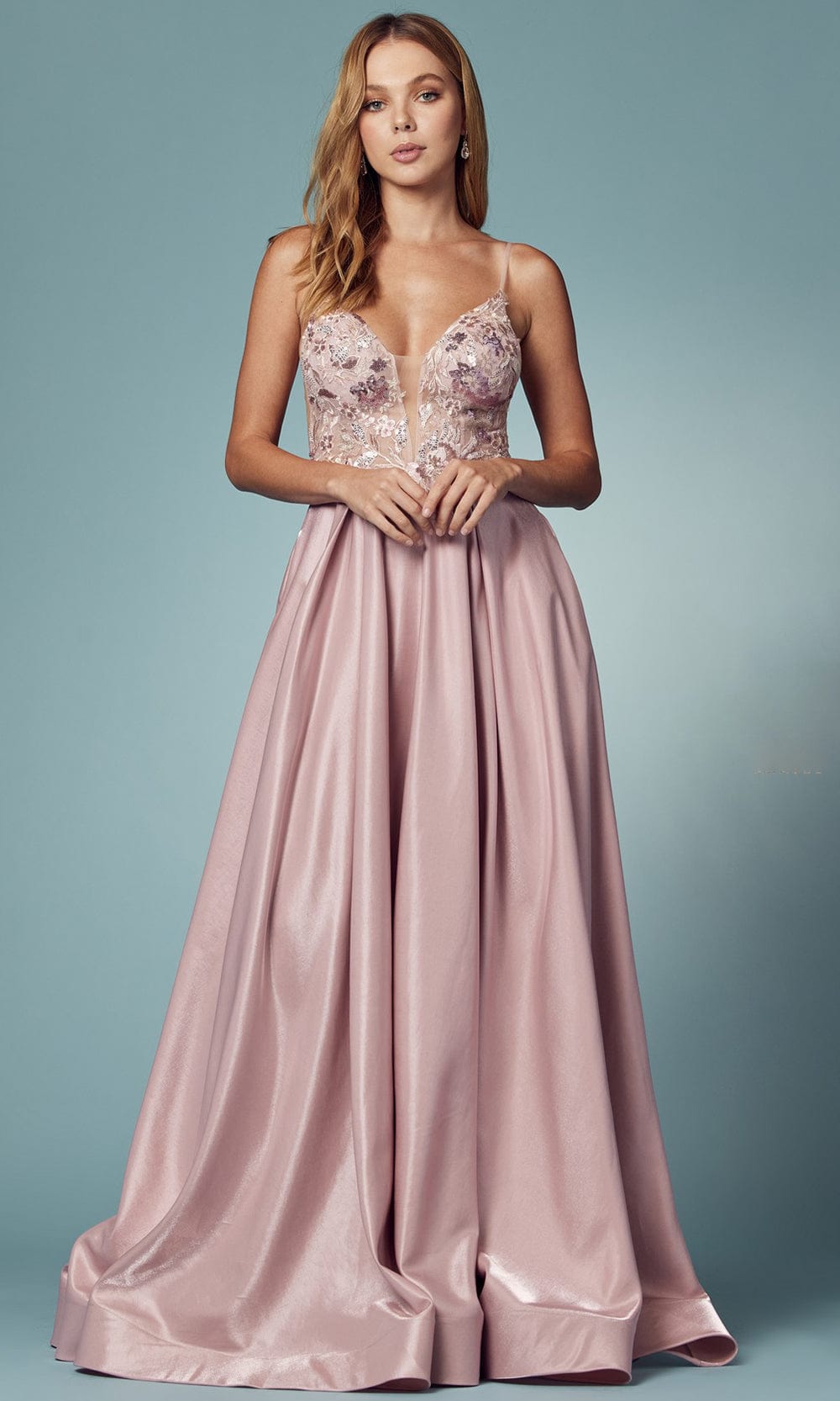 Nox Anabel E1004 - Floral A-Line Prom Dress
