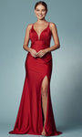 V-neck Spaghetti Strap Sheath Illusion Ruched Gathered Slit Sheer Empire Waistline Sheath Dress/Prom Dress with a Brush/Sweep Train