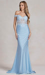 Lace Mermaid Open-Back Sheer Ruched Applique Cap Sleeves Off the Shoulder Corset Natural Waistline Sweetheart Prom Dress with a Brush/Sweep Train