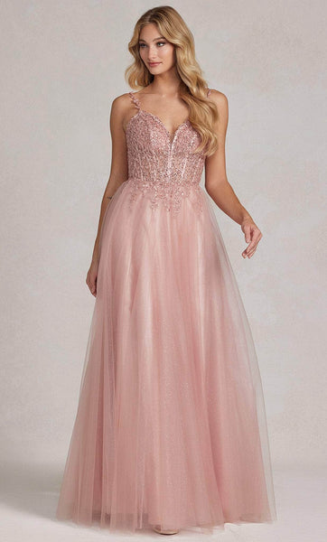 A-line Tulle Floor Length Corset Natural Waistline Back Zipper Fitted Beaded Sheer Embroidered Open-Back Sleeveless Spaghetti Strap Sweetheart Prom Dress/Party Dress