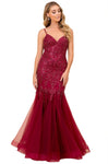 V-neck Natural Waistline Beaded Open-Back Back Zipper Mermaid Sleeveless Spaghetti Strap Floor Length Tulle Dress