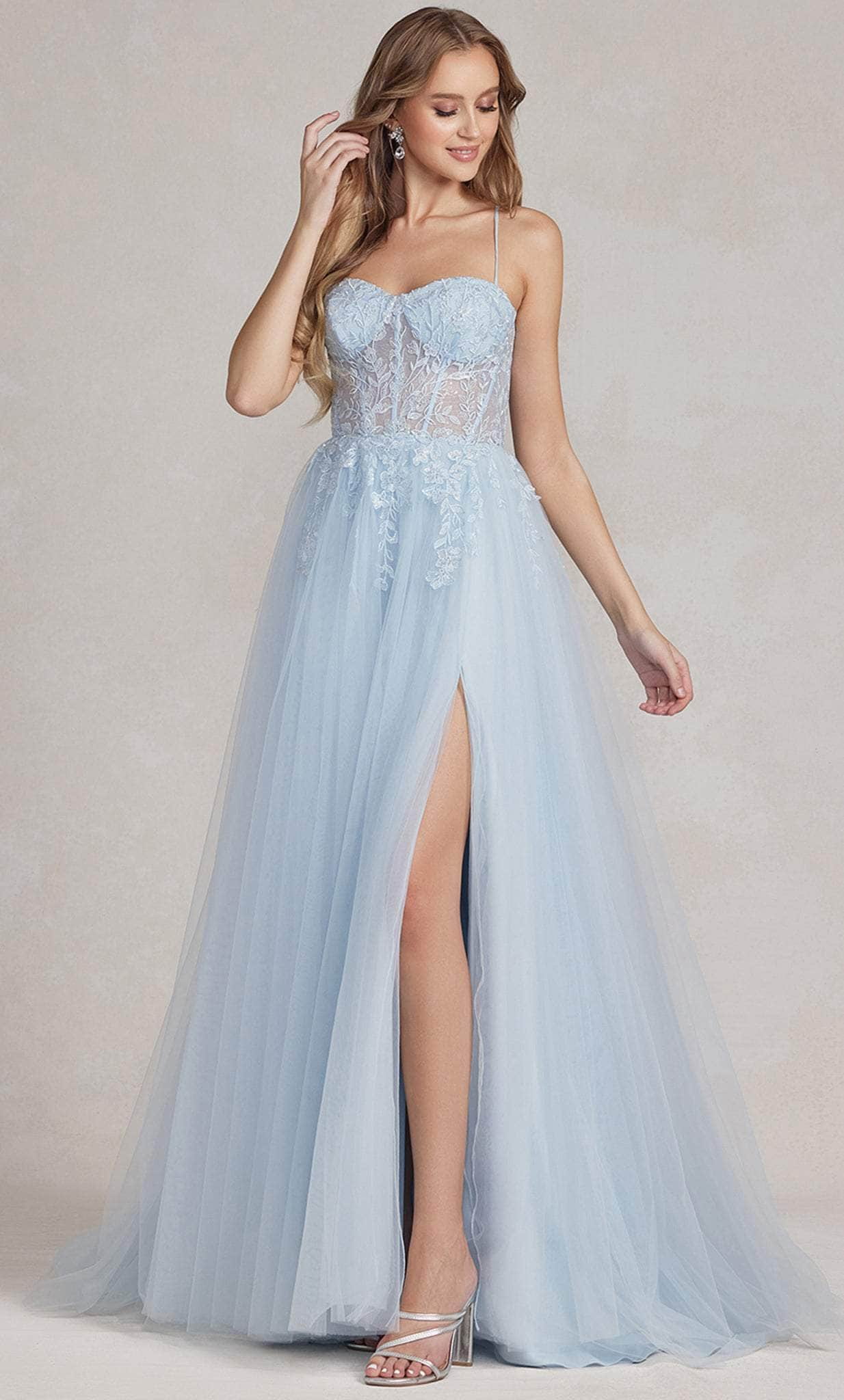 Nox Anabel J1089 - Sleeveless Sheer Embroidered Ballgown
