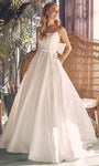 A-line Floor Length Natural Waistline Pocketed Pleated Sleeveless Spaghetti Strap Wedding Dress with a Court Train with a Brush/Sweep Train With a Bow(s)