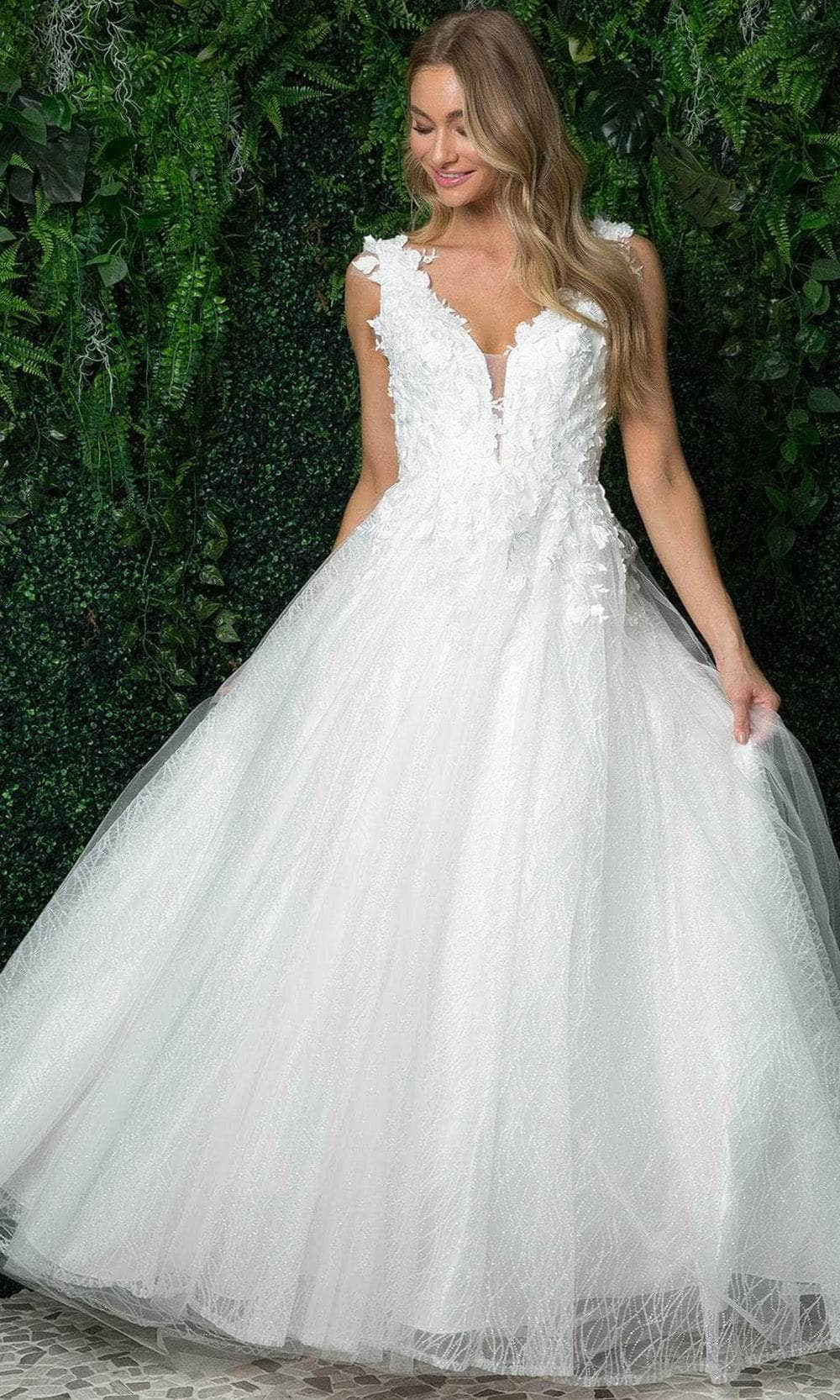 Nox Anabel JR930 - Sleeveless Plunging V-neck Wedding Gown
