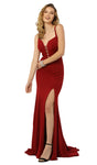 Sexy Sophisticated Strapless Natural Princess Seams Waistline Halter Plunging Neck Sweetheart Mermaid Open-Back Back Zipper Cutout Slit Sleeveless Polyester Floor Length Evening Dress with a Brush/Swe