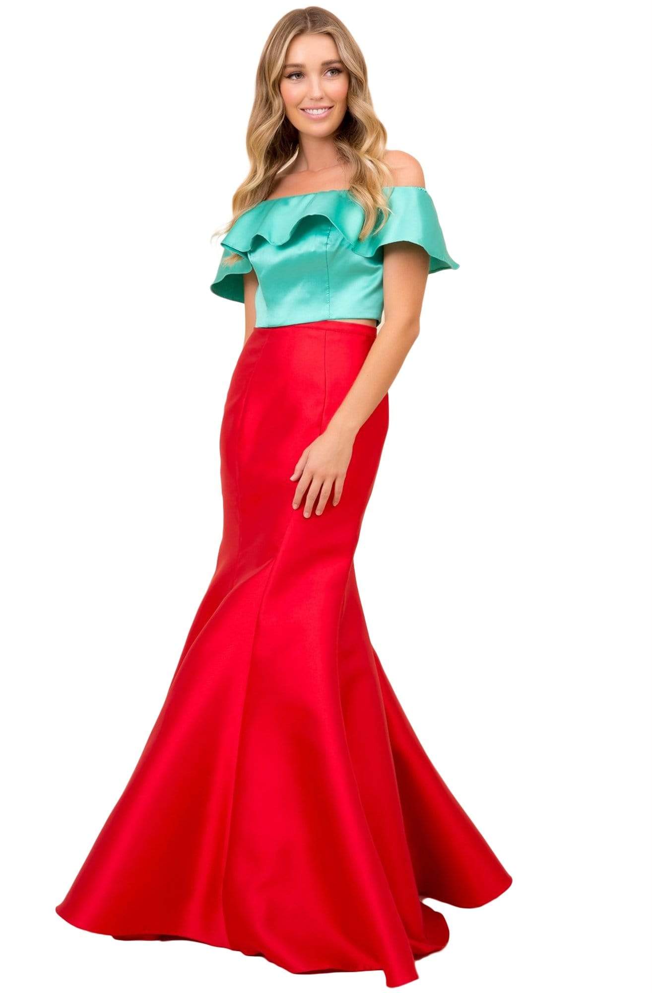 Nox Anabel - Q129 Two Piece Off-Shoulder Mermaid Dress