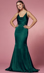 Spaghetti Strap Mermaid Back Zipper Open-Back Cowl Neck Satin Natural Waistline Prom Dress with a Brush/Sweep Train