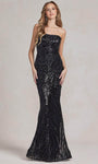 Sequined Asymmetric General Print One Shoulder Spaghetti Strap Mermaid Natural Waistline Evening Dress with a Brush/Sweep Train