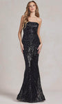 General Print Asymmetric Sequined One Shoulder Spaghetti Strap Mermaid Natural Waistline Evening Dress with a Brush/Sweep Train