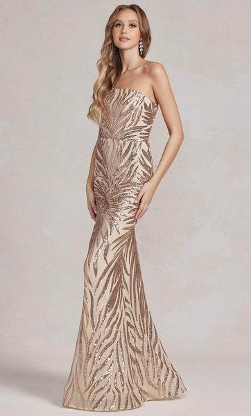 One Shoulder Spaghetti Strap Mermaid Natural Waistline Sequined Asymmetric General Print Evening Dress with a Brush/Sweep Train