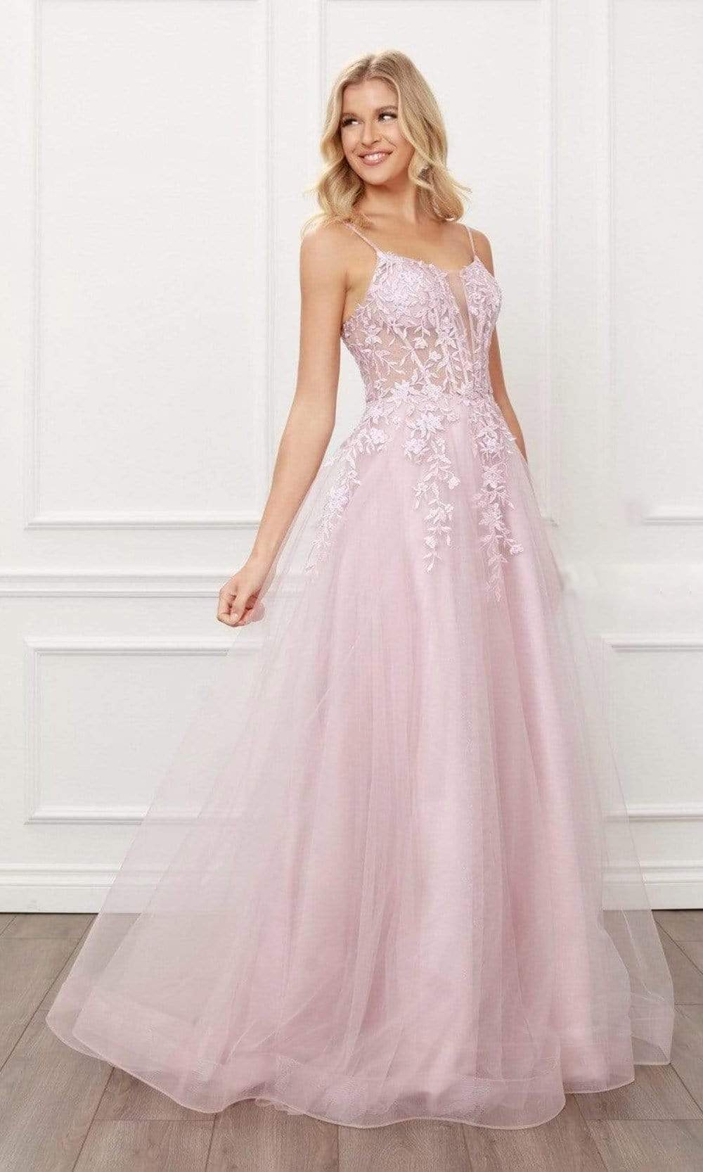 Nox Anabel - T449 Scoop Neck A-line Prom Dress

