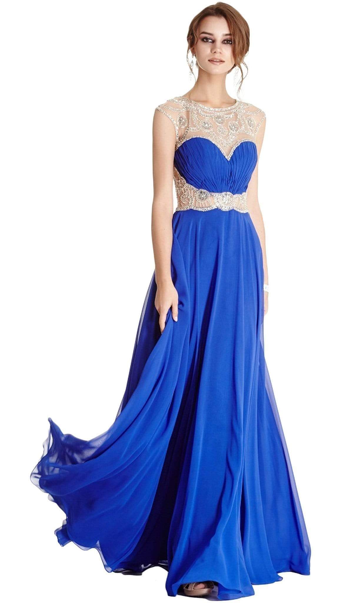 Aspeed Design - Ornate Illusion Bateau A-line Prom Dress
