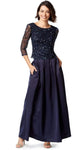 A-line Bateau Neck 3/4 Sleeves Natural Waistline Mesh Beaded V Back Sequined Dress