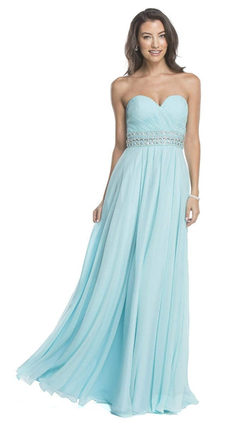 Sophisticated A-line Strapless Lace-Up Pleated Sweetheart Floor Length Elasticized Natural Waistline Prom Dress