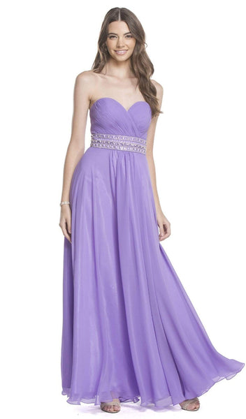 Sophisticated A-line Strapless Pleated Lace-Up Sweetheart Elasticized Natural Waistline Floor Length Prom Dress