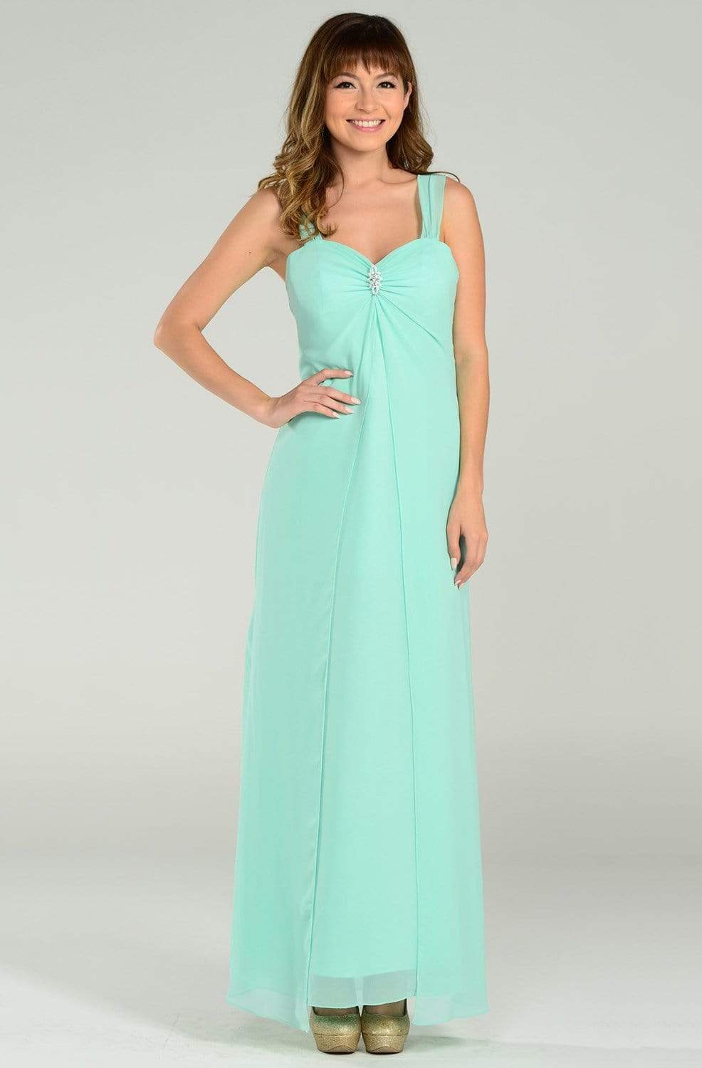 Poly USA - 7000 Sleeveless Sweetheart Chiffon Gown with Overlay
