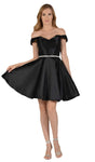 A-line Belted Back Zipper Fitted Wrap Cocktail Short Natural Waistline Off the Shoulder Homecoming Dress/Prom Dress