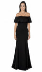 Off the Shoulder Mermaid Back Zipper Floor Length Natural Waistline Evening Dress With Ruffles