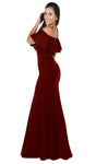 Back Zipper Floor Length Natural Waistline Off the Shoulder Mermaid Evening Dress With Ruffles