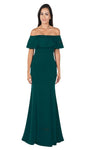 Back Zipper Mermaid Natural Waistline Floor Length Off the Shoulder Evening Dress With Ruffles