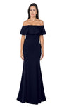 Floor Length Mermaid Back Zipper Off the Shoulder Natural Waistline Evening Dress With Ruffles