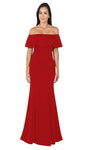 Natural Waistline Floor Length Mermaid Back Zipper Off the Shoulder Evening Dress With Ruffles