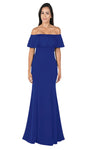 Off the Shoulder Back Zipper Natural Waistline Mermaid Floor Length Evening Dress With Ruffles