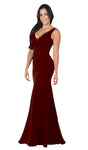 V-neck Jersey Floor Length Mermaid Back Zipper Open-Back Illusion Sleeveless Natural Waistline Plunging Neck Dress