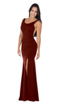 Sexy Cutout Illusion Slit Back Zipper Open-Back Plunging Neck Scoop Neck Jersey Floor Length Natural Waistline Sleeveless Sheath Sheath Dress