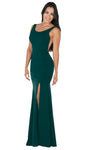 Sexy Back Zipper Open-Back Slit Cutout Illusion Sleeveless Jersey Natural Waistline Floor Length Sheath Plunging Neck Scoop Neck Sheath Dress