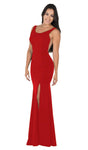 Sexy Plunging Neck Scoop Neck Jersey Floor Length Illusion Back Zipper Slit Open-Back Cutout Sheath Sleeveless Natural Waistline Sheath Dress