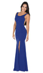 Sexy Open-Back Slit Illusion Cutout Back Zipper Jersey Natural Waistline Sleeveless Sheath Plunging Neck Scoop Neck Floor Length Sheath Dress