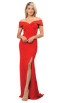 Back Zipper Gathered Slit Fitted Floor Length Off the Shoulder Natural Waistline Mermaid Evening Dress/Prom Dress