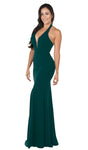 V-neck Halter Open-Back Sheer Back Zipper Sleeveless Mermaid Natural Waistline Evening Dress