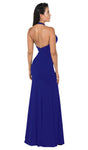 V-neck Mermaid Open-Back Back Zipper Sheer Natural Waistline Sleeveless Halter Evening Dress