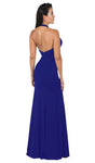 V-neck Sleeveless Halter Back Zipper Open-Back Sheer Natural Waistline Mermaid Evening Dress