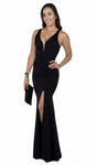 Sexy V-neck Fitted Slit Open-Back Back Zipper Cutout Sleeveless Mermaid Natural Waistline Floor Length Evening Dress/Pageant Dress/Prom Dress