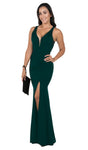 Sexy V-neck Mermaid Floor Length Sleeveless Open-Back Fitted Cutout Back Zipper Slit Natural Waistline Evening Dress/Pageant Dress/Prom Dress