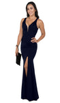 Sexy V-neck Sleeveless Mermaid Floor Length Natural Waistline Slit Open-Back Cutout Fitted Back Zipper Evening Dress/Pageant Dress/Prom Dress