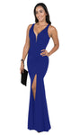 Sexy V-neck Back Zipper Fitted Cutout Slit Open-Back Floor Length Mermaid Sleeveless Natural Waistline Evening Dress/Pageant Dress/Prom Dress